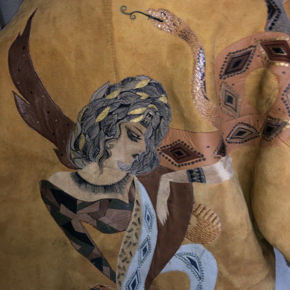 Incredible Vintage Shearling Embroidered Coat/mitt - Picture 3 of 15